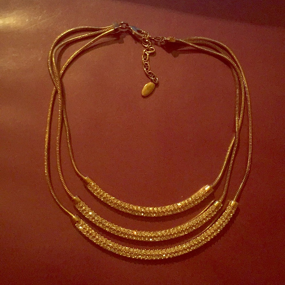 Ann Taylor Three Layer Short Gold Necklace